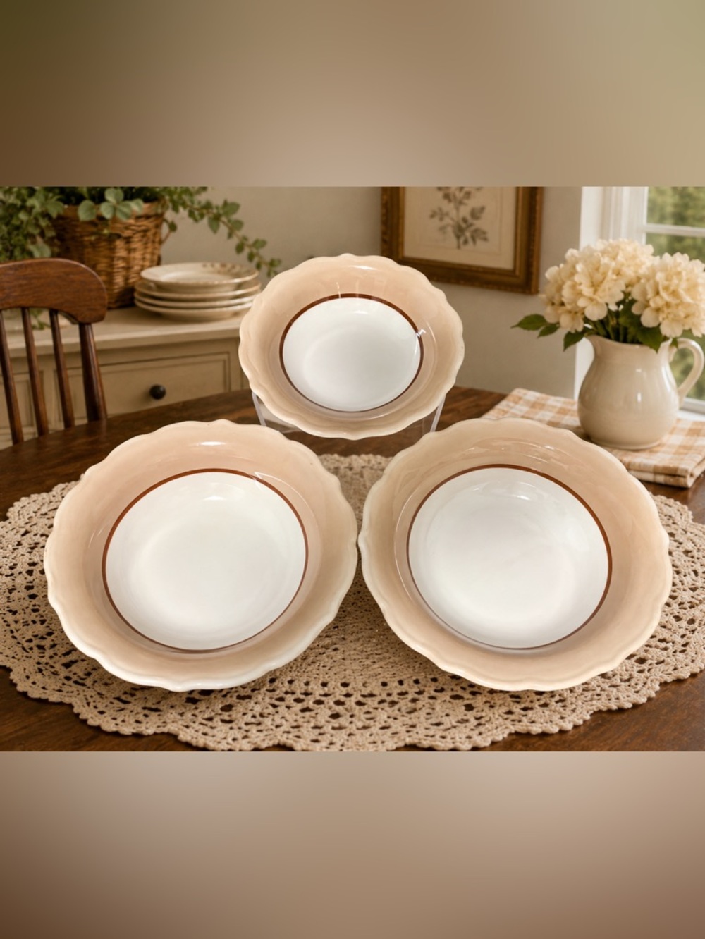🔍 Vintage Syracuse China Old Ivory Scalloped Bowls – (3) Piece Bundle